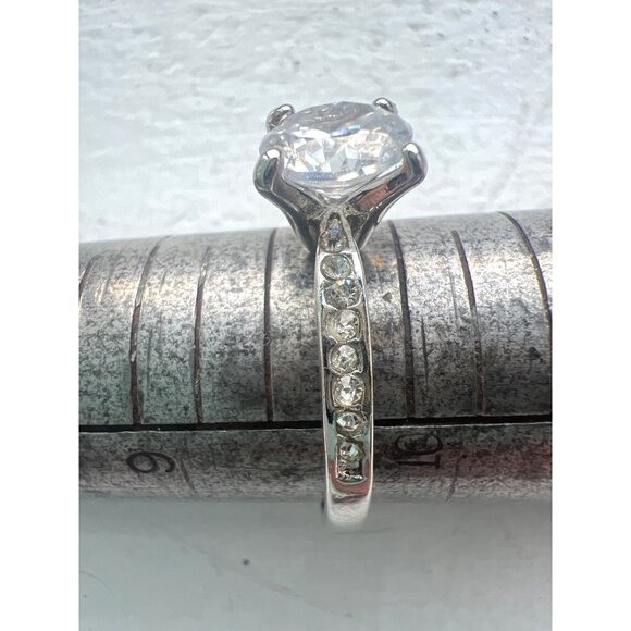 Sparkly 1 carat Engagement Ring Platinum White Gold Silver Tone Prong Set SZ 9.7 - Picture 11 of 15